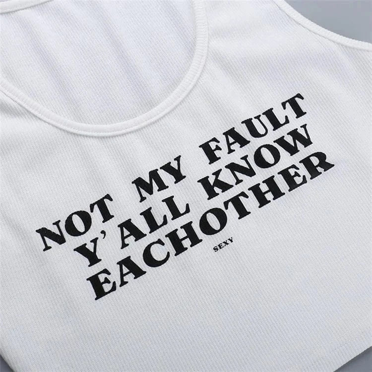 Sexy Letter Print Women Tank Tops Sleeveless Ribbed Short Crop Top 2024 Fashion Streetwear Casual E-girl Vest