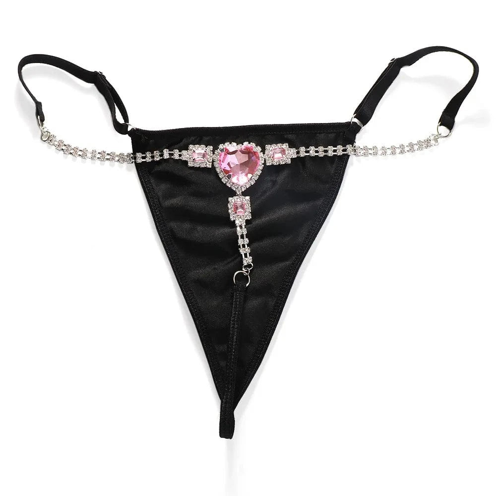 Sexy Pink Heart Rhinestone Waist Body Chain Jewelry For Women Bikini Crystal Panties Underwear Decoration Wholesale