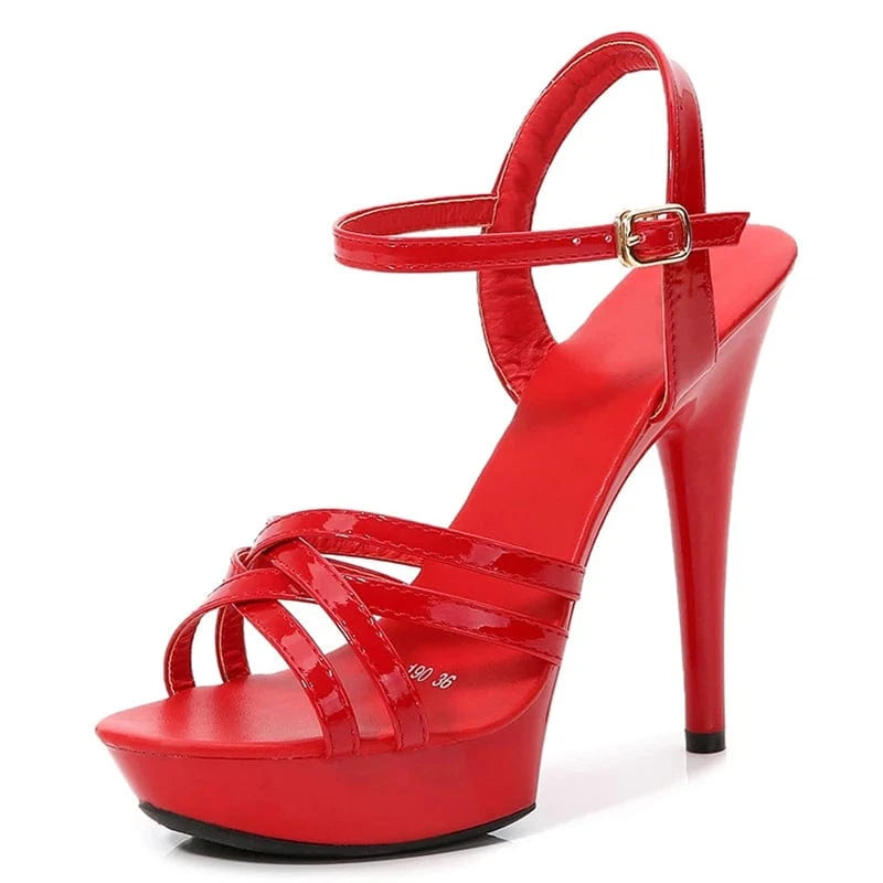 Sexy Platform Open Toe Summer New 2022 Heels Ankle Buckle Strap Solid PU Narrow Band Wedding Party Sandals 34-43 Women Shoes