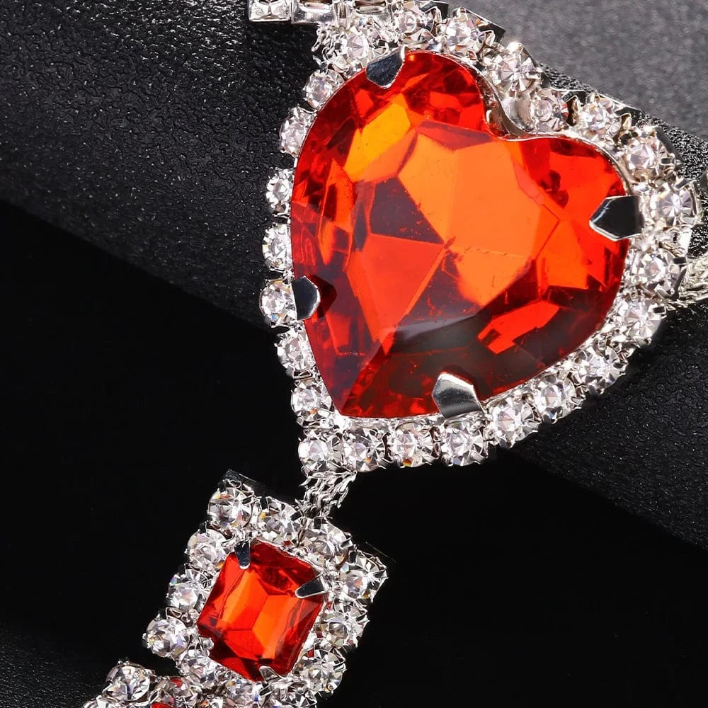 Sexy Red Heart Rhinestone Panties Thong Jewelry For Women Bikini T-Back Underwear Fashion Love Crystal Body Chain Wholesale