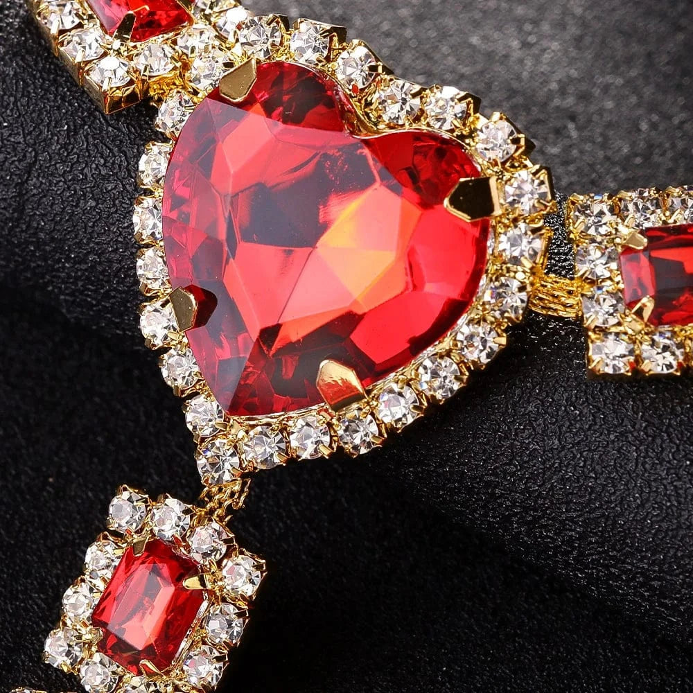 Sexy Red Heart Rhinestone Panties Thong Jewelry For Women Bikini T-Back Underwear Fashion Love Crystal Body Chain Wholesale