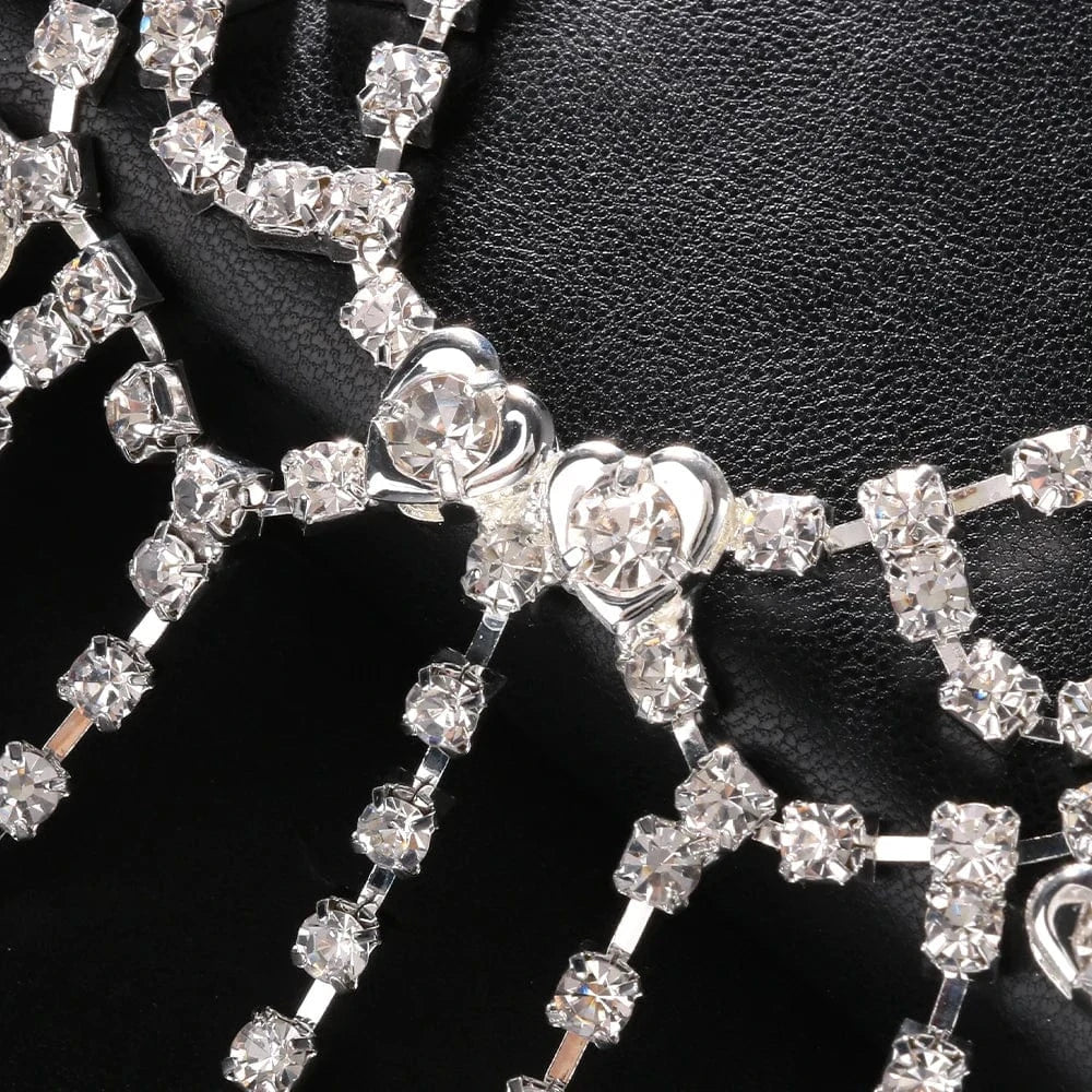 Sexy Rhinestone Shell Shaped Bra Chain Underwear New Crystal Mesh Chest Chain Harness Summer Bikini Beach Jewelry