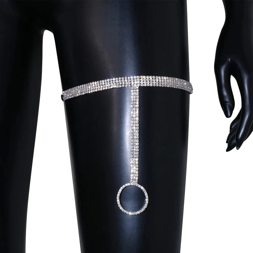 Sexy Round Pendant Elasticity Thigh Chain Trendy Women Multilayer Crystal Leg Chain Jewelry Wholesale