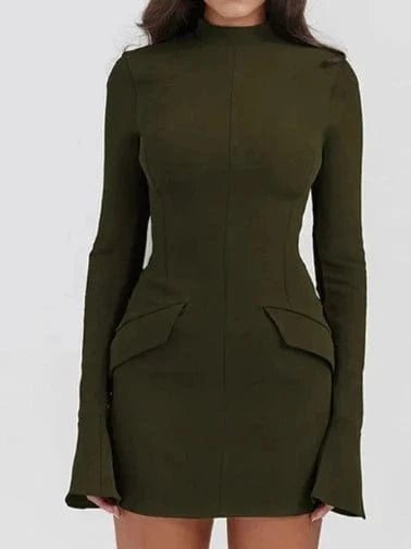 Sexy Round Scoop Neck Bodycon Dress for Women Elegant Casual Dress 2024