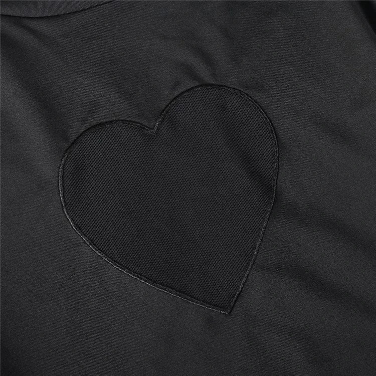 Sexy See Through Splice Bodysuit Stand Collar Long Sleeve Skinny Top 2024 Spring Spicy Girl Heart shaped Rompers