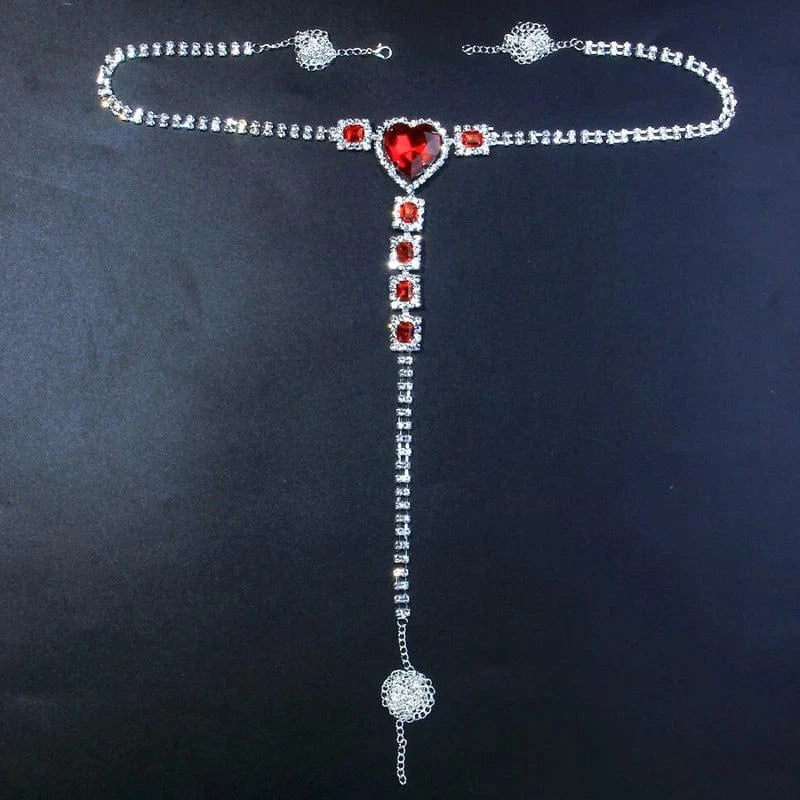 Sexy / show as picture / Silver Thong Sexy Heart Nipple Ring Crystal Body Chain Women Bra Necklace Nipple Chain Body Jewelry Non Piercing Wholesale