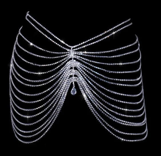 Sexy / silver Sexy Shiny Tassel Rhinestone Waist Chain Jewelry For Women Nightclub Dress Multi Layer Belly Body Chain Wholesale