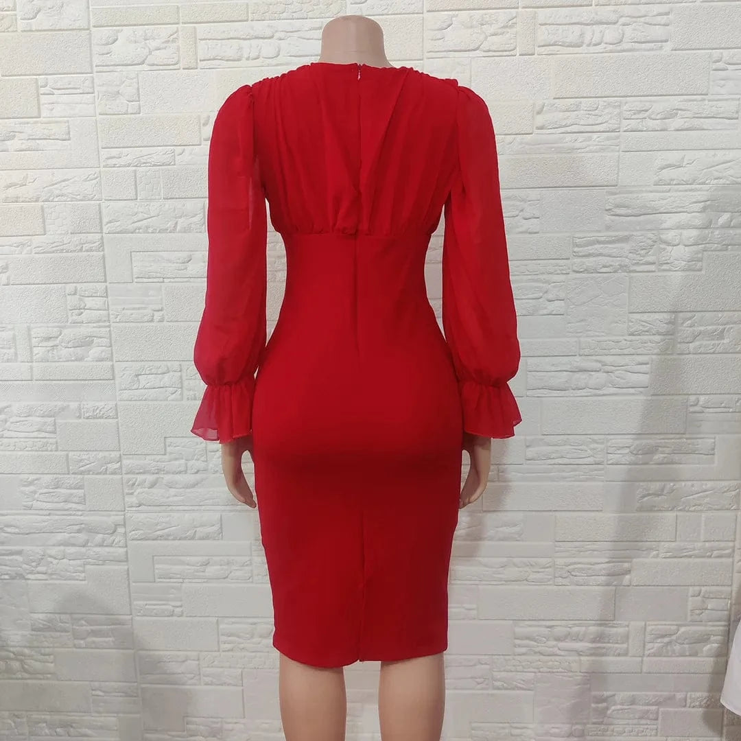 Sexy V-Neck Slim Fit Office & Party Dress