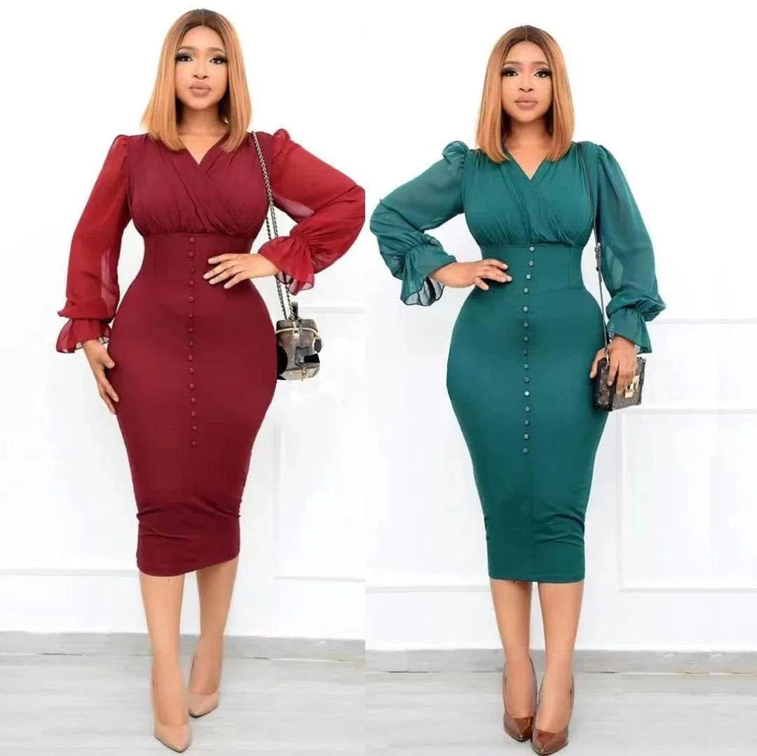 Sexy V-Neck Slim Fit Office & Party Dress