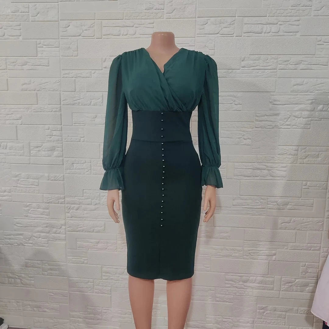 Sexy V-Neck Slim Fit Office & Party Dress