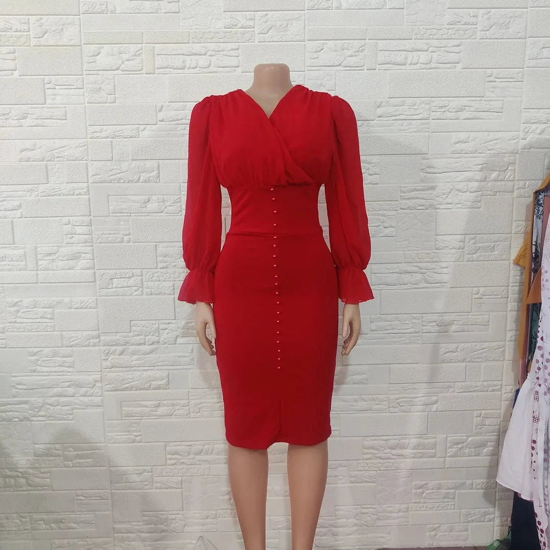 Sexy V-Neck Slim Fit Office & Party Dress