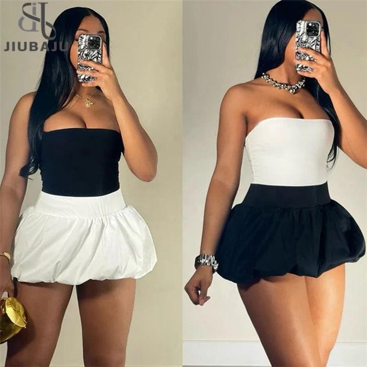 Sexy Women's Mini Short Skirt Fashion Summer 2024 Pleated Bubble Mini Skirt