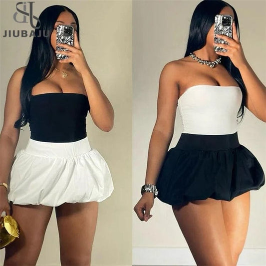 Sexy Women's Mini Short Skirt Fashion Summer 2024 Pleated Bubble Mini Skirt