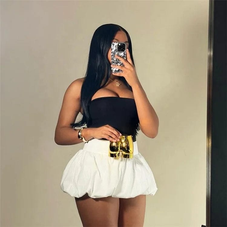 Sexy Women's Mini Short Skirt Fashion Summer 2024 Pleated Bubble Mini Skirt