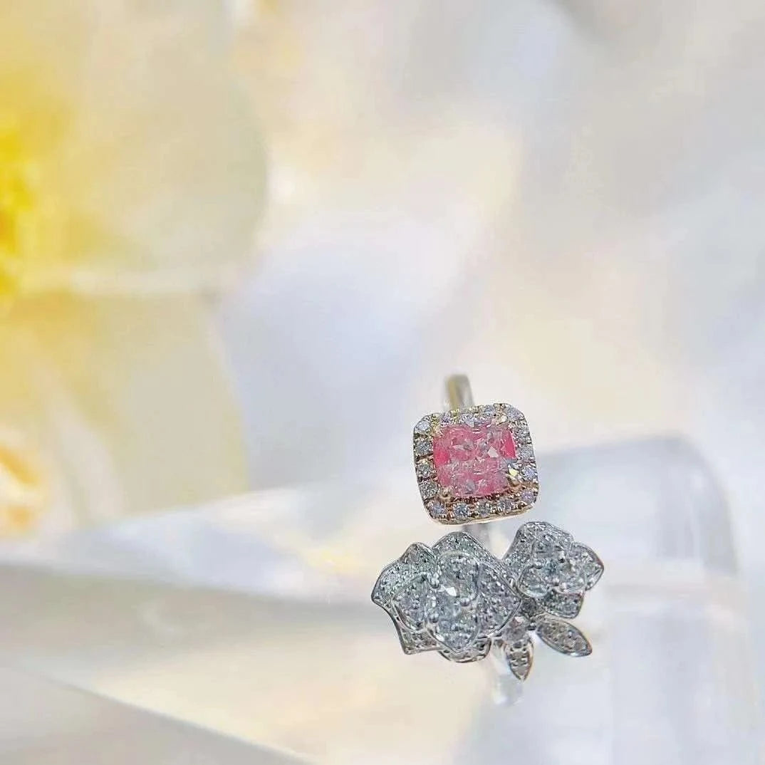 SGARIT Certified Diamond Jewelry 18k Gold 0.5CT VS Fancy Pink Diamond Engagement Ring cushion Cut Diamond Women Jewellery Ring