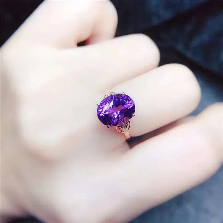 SGARIT fashion big gemstone jewelry Au750 18kt rose gold engagement ring 3.6ct natural amethyst ring