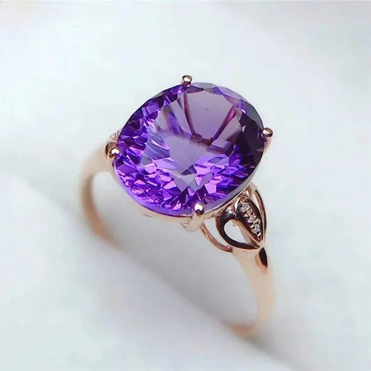 SGARIT fashion big gemstone jewelry Au750 18kt rose gold engagement ring 3.6ct natural amethyst ring