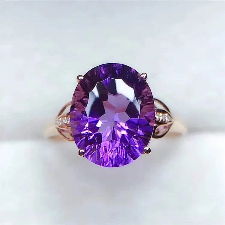 SGARIT fashion big gemstone jewelry Au750 18kt rose gold engagement ring 3.6ct natural amethyst ring