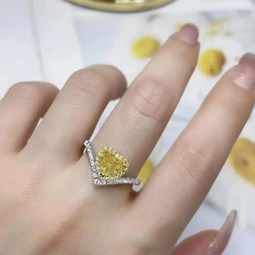 SGARIT  Fine Jewelry 18k Gold yellow Diamond Ring  1.15caras Heart Brilliant Cut vvs1.150ct  Diamond Natural Jewelry NGTC Ring