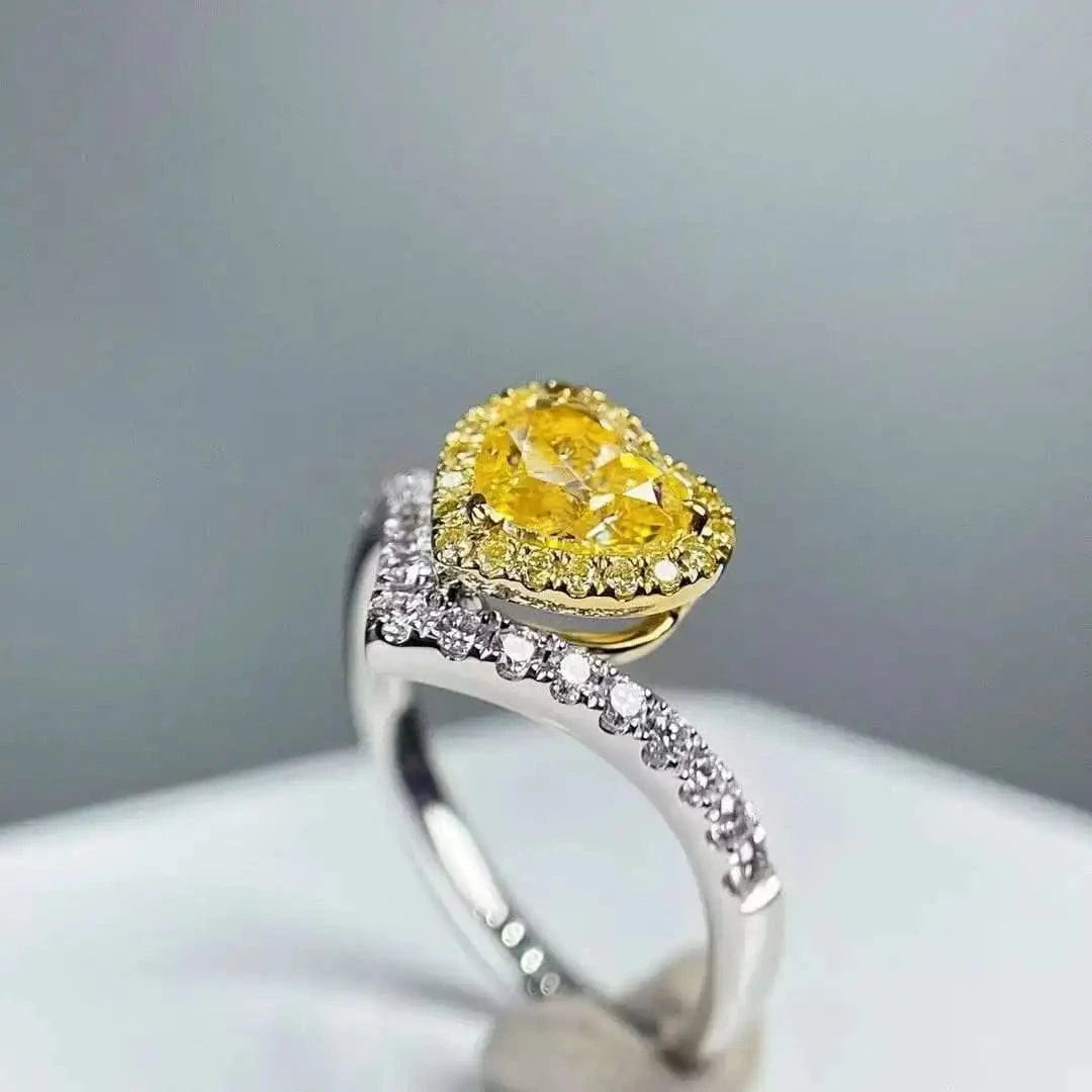 SGARIT  Fine Jewelry 18k Gold yellow Diamond Ring  1.15caras Heart Brilliant Cut vvs1.150ct  Diamond Natural Jewelry NGTC Ring