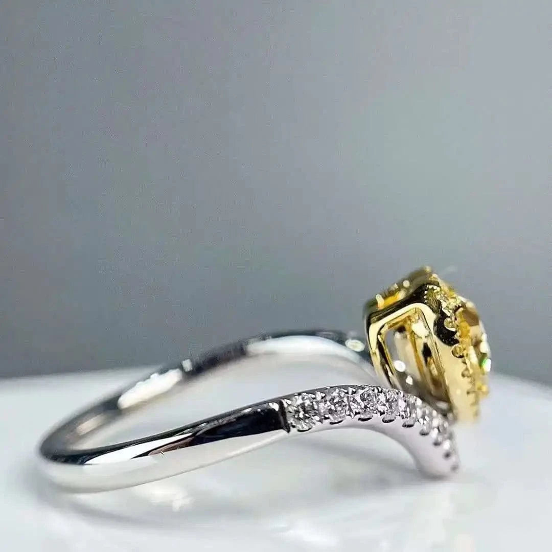 SGARIT  Fine Jewelry 18k Gold yellow Diamond Ring  1.15caras Heart Brilliant Cut vvs1.150ct  Diamond Natural Jewelry NGTC Ring