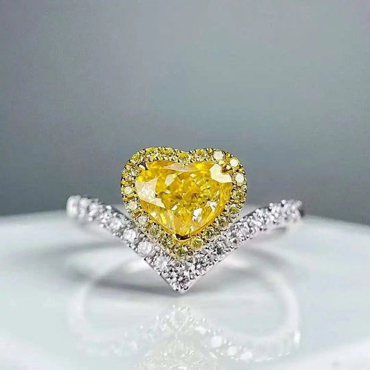 SGARIT  Fine Jewelry 18k Gold yellow Diamond Ring  1.15caras Heart Brilliant Cut vvs1.150ct  Diamond Natural Jewelry NGTC Ring