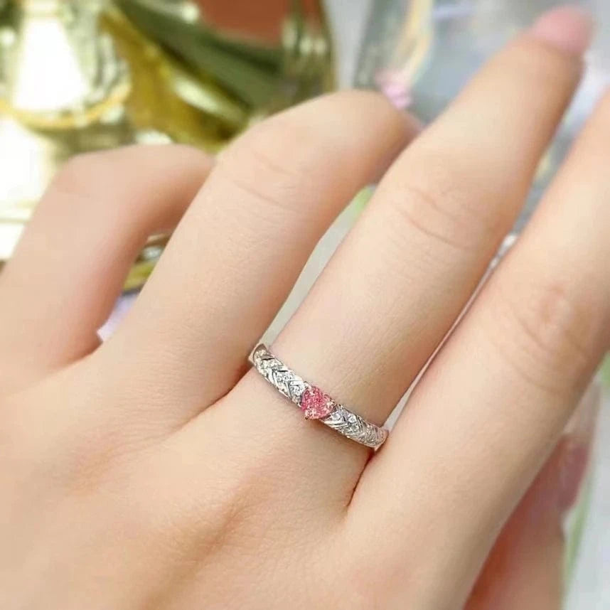 SGARIT Fine Jewelry 2.19g 18k Gold 0.2ct  Fancy Pink VS Real Diamond Ring Jewellery  For Lady Women Engagement  Promotion