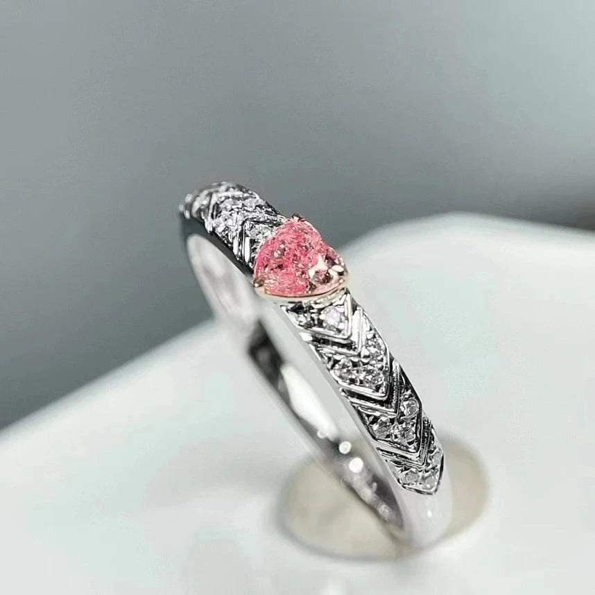 SGARIT Fine Jewelry 2.19g 18k Gold 0.2ct  Fancy Pink VS Real Diamond Ring Jewellery  For Lady Women Engagement  Promotion