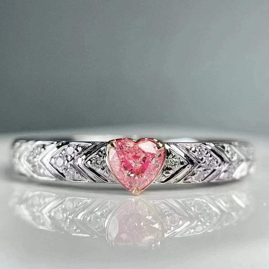 SGARIT Fine Jewelry 2.19g 18k Gold 0.2ct  Fancy Pink VS Real Diamond Ring Jewellery  For Lady Women Engagement  Promotion