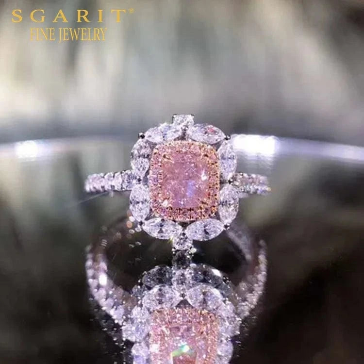 SGARIT high quality GIA certified diamond jewelry 18k gold SI1 fancy light pink brown 0.5ct natural diamond ring