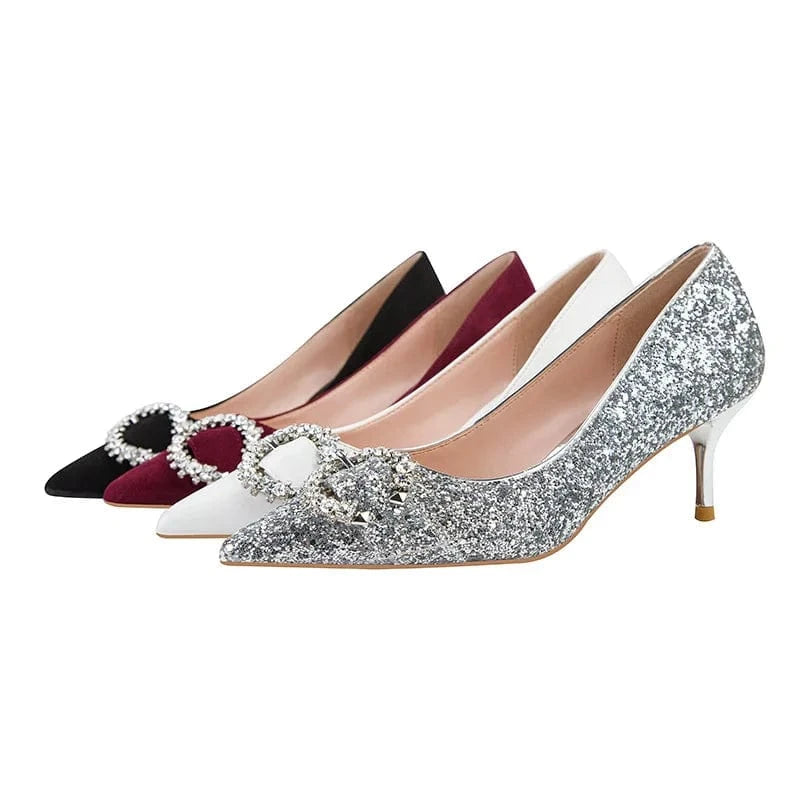 sh10498a Pointed Rhinestone Stiletto 6cm High Heels Ladies Wedding Shoes Bridal Shoes