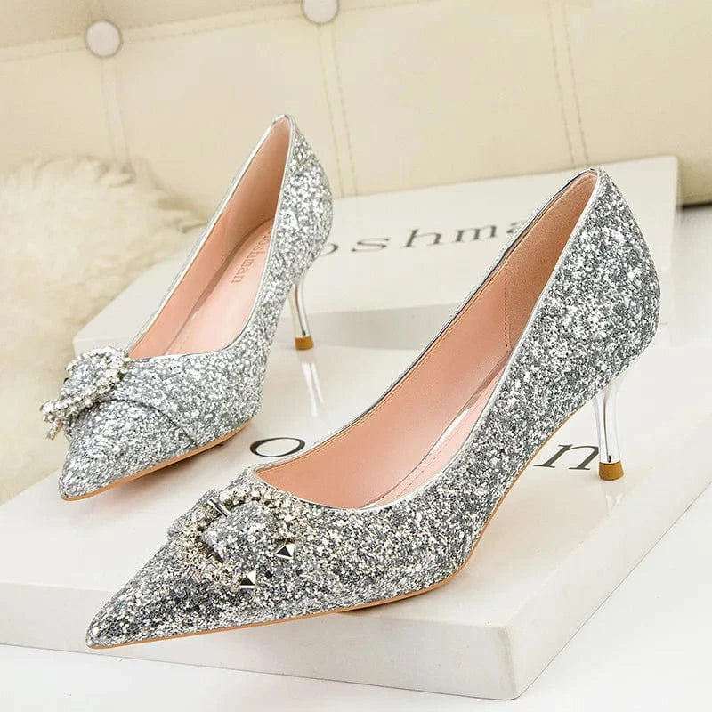 sh10498a Pointed Rhinestone Stiletto 6cm High Heels Ladies Wedding Shoes Bridal Shoes