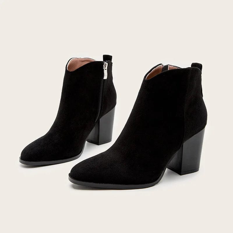 sh10560a 2023 Autumn Suede Ankle Boots Women High Heel Side zipper High top Block Heel Short Western Cowboy Booties Shoes