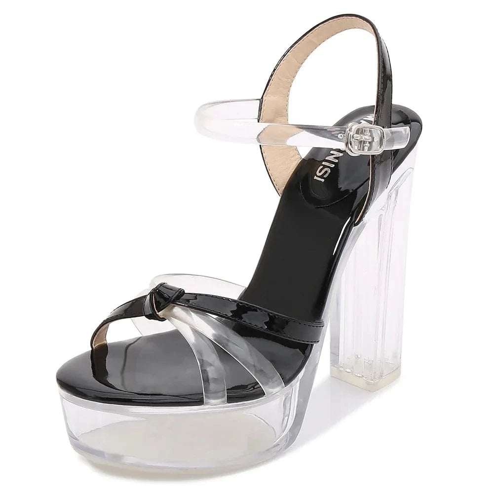 sh10676a MOQ 1 pair transparent heels 2024 design 13cm heeled platform sandals