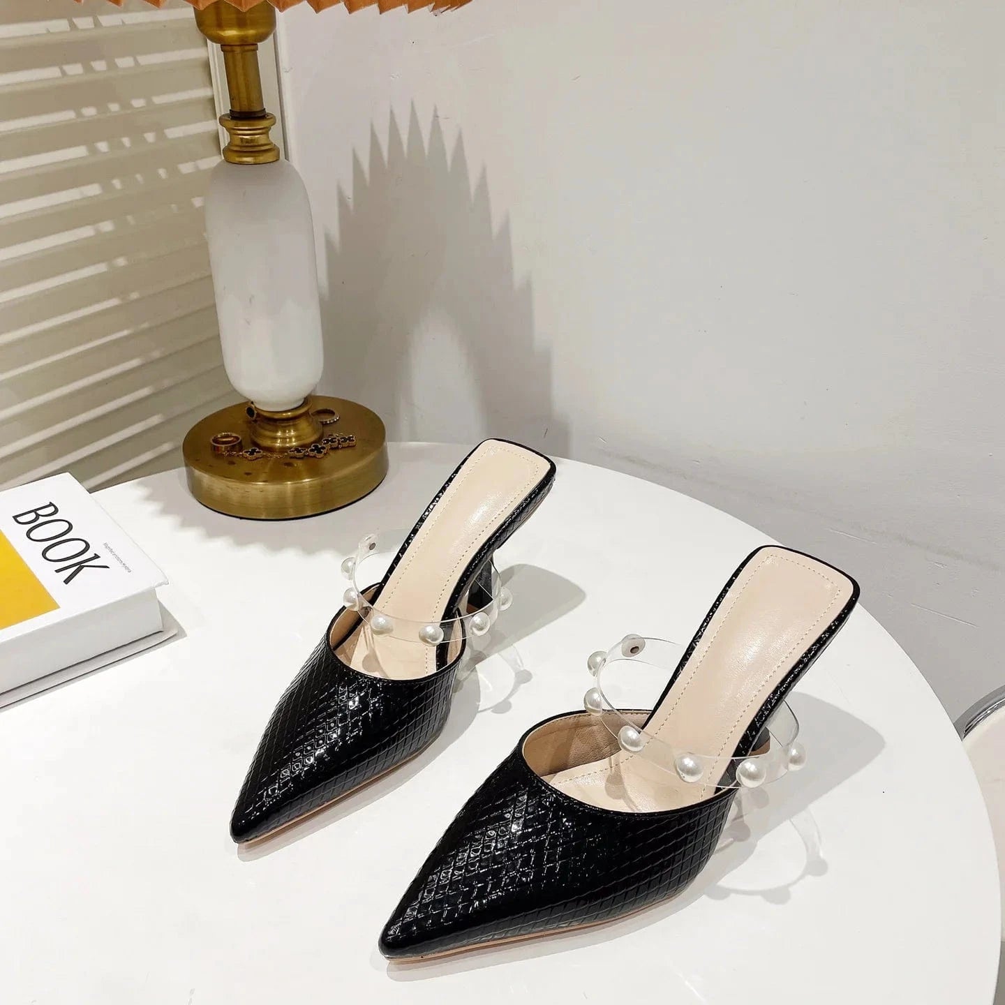 sh11174a Green color slides slippers 2023 trendy stilettoe pointed heels for ladies