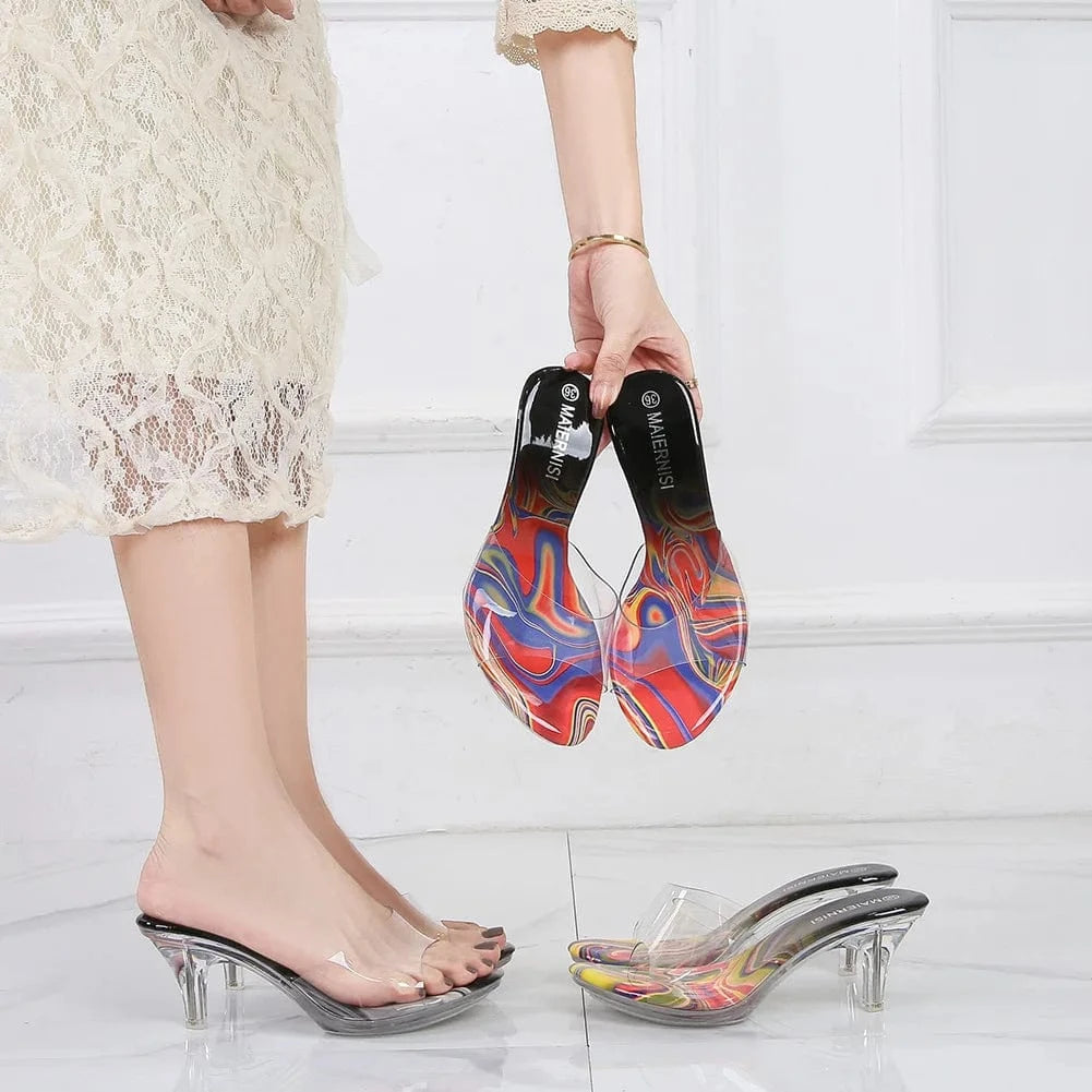 sh11223a Wholesale pvc woman jelly slipper sandal 2023 short heels for women