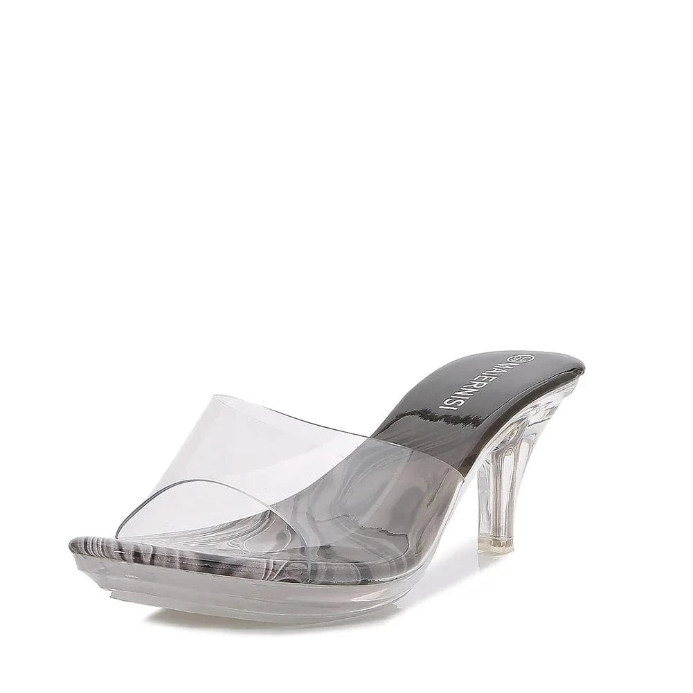 sh11223a Wholesale pvc woman jelly slipper sandal 2023 short heels for women