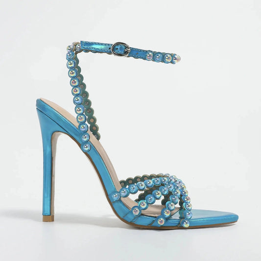 sh11274a Ladies shoes 2024 sapatos femininos blue high heels shoes for women