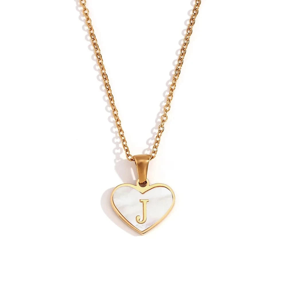 Shell Heart Pendant Necklace Initial Letter Jewelry Set Gold Plated Necklace 316L Stainless Steel Jewelry