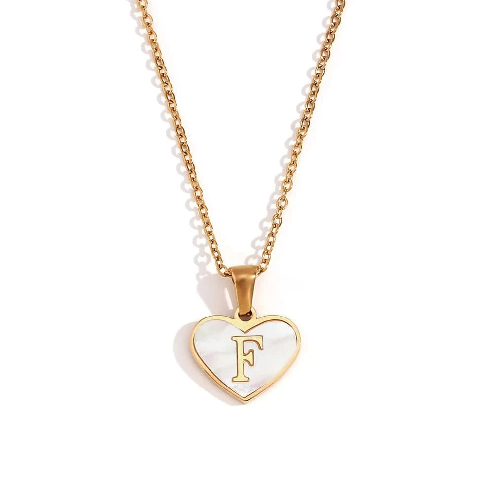 Shell Heart Pendant Necklace Initial Letter Jewelry Set Gold Plated Necklace 316L Stainless Steel Jewelry