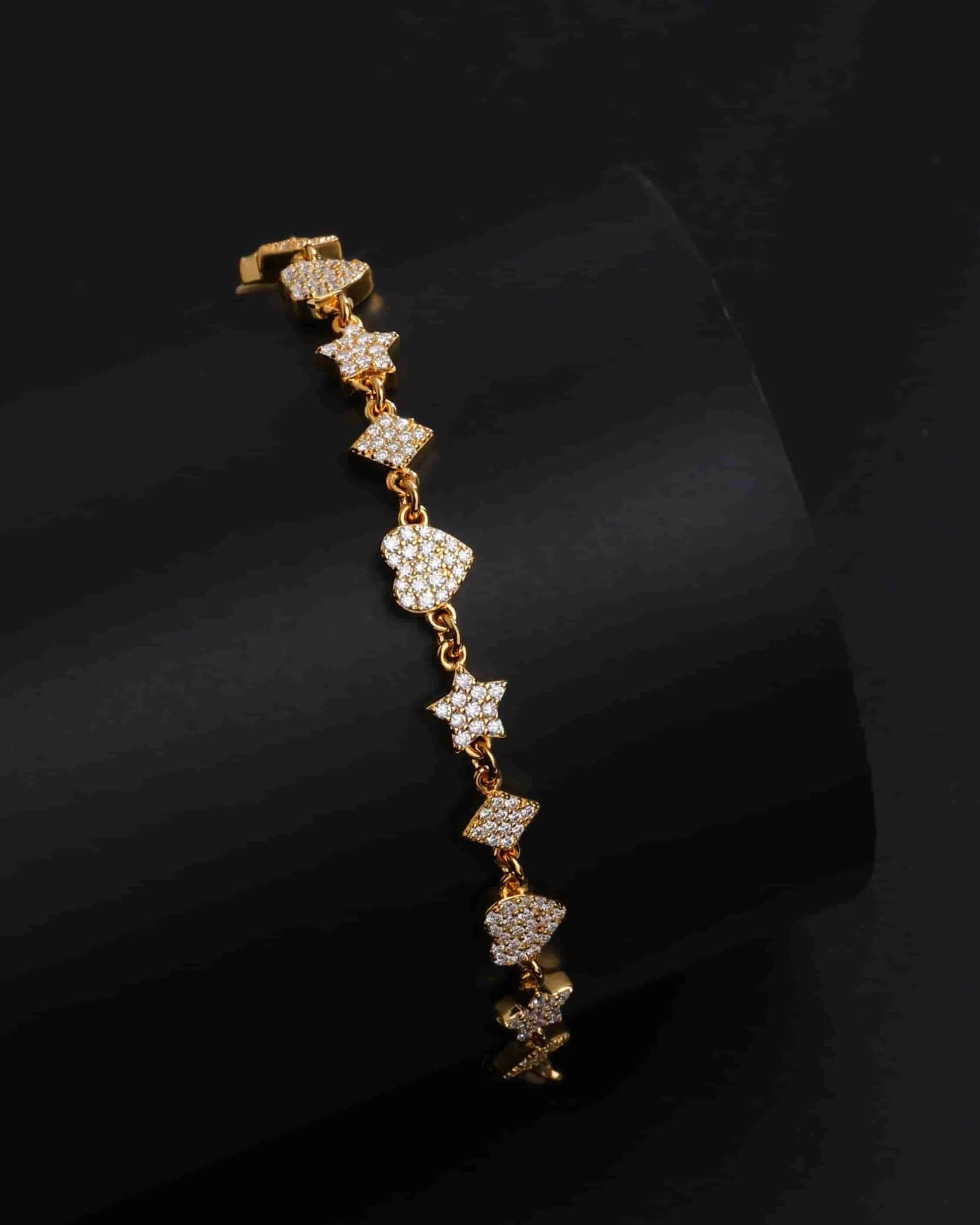 Shiny VVS D Moissanite Star Heart Rhombus Tennis Bracelet Iced Out 925 Sterling Silver Simple Design Bracelet
