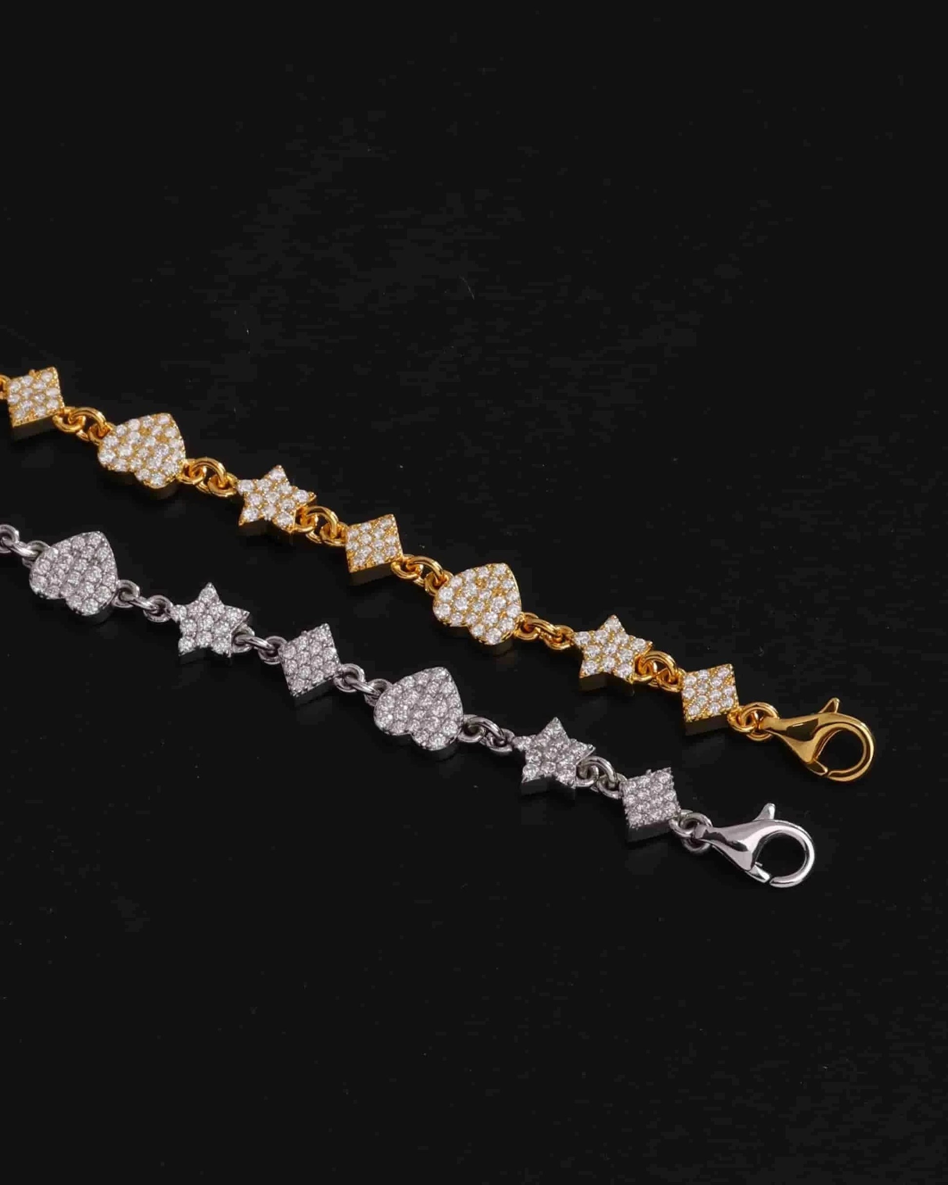 Shiny VVS D Moissanite Star Heart Rhombus Tennis Bracelet Iced Out 925 Sterling Silver Simple Design Bracelet