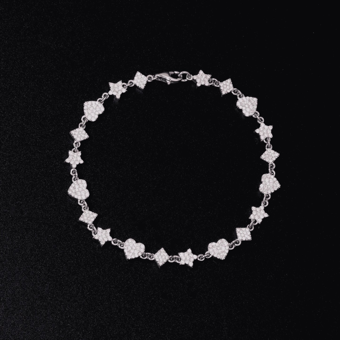 Shiny VVS D Moissanite Star Heart Rhombus Tennis Bracelet Iced Out 925 Sterling Silver Simple Design Bracelet