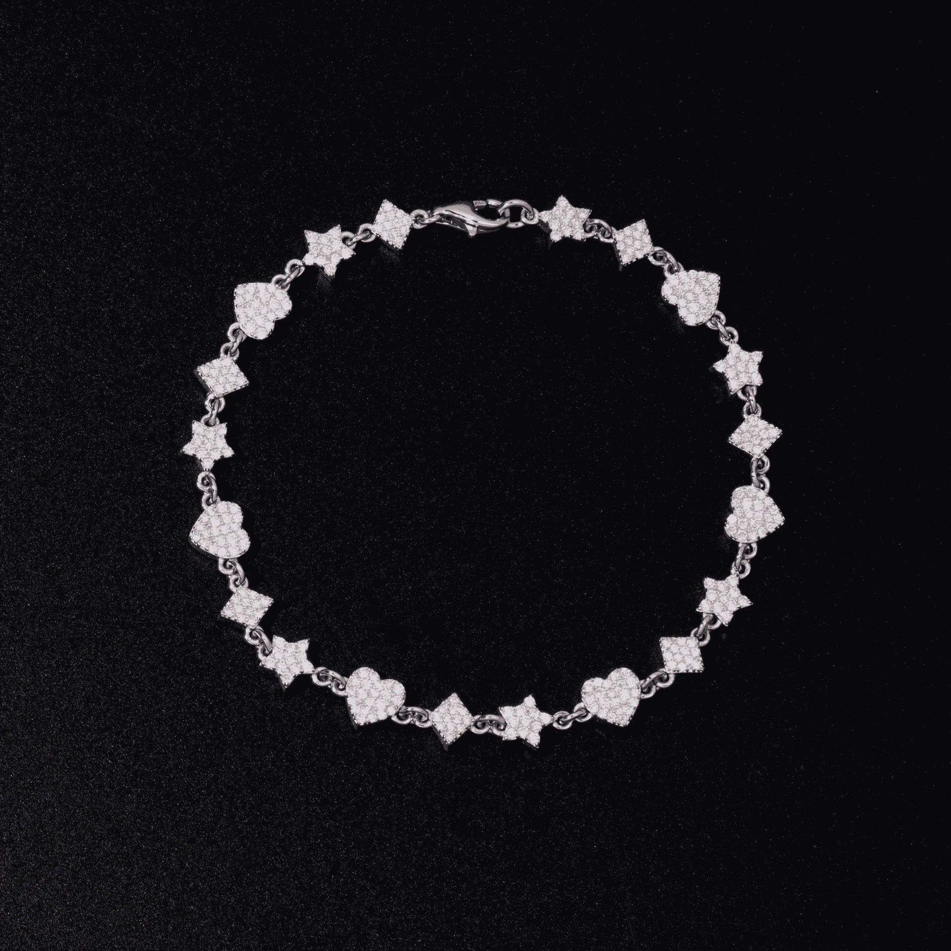 Shiny VVS D Moissanite Star Heart Rhombus Tennis Bracelet Iced Out 925 Sterling Silver Simple Design Bracelet