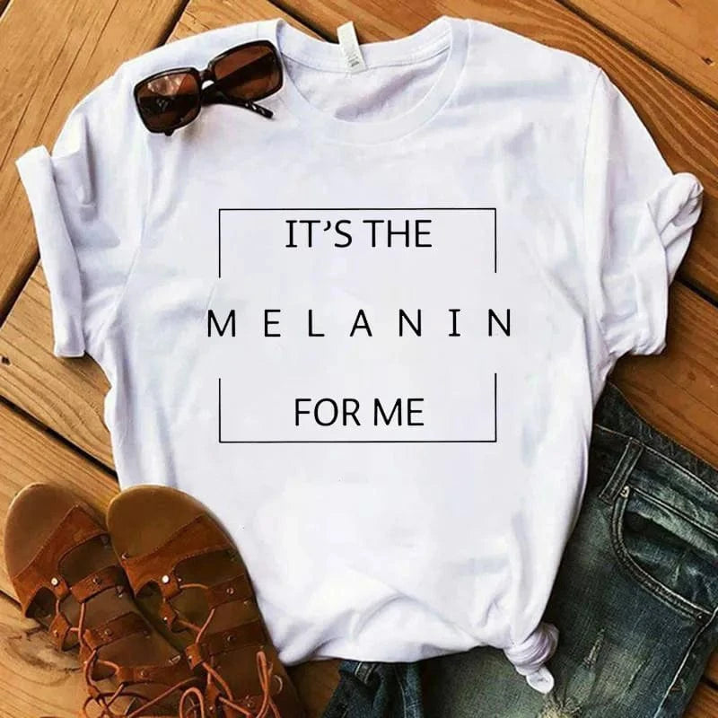 shirts/ tops 2 XL / White 549025 Black Queen Melanin Graphic Plus Size Women's T-Shirt