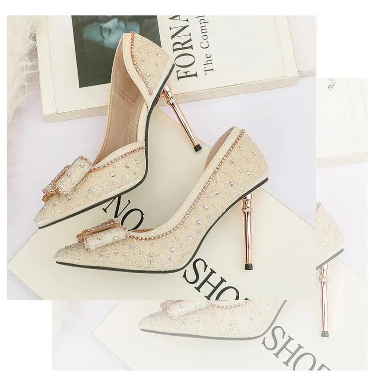 Shoes Diamond Edge High-heeled Shoes Ladies Silver Thin Heels 9.5cm Fashion Women Shoe Pointed Toe Luxury Pumps Women