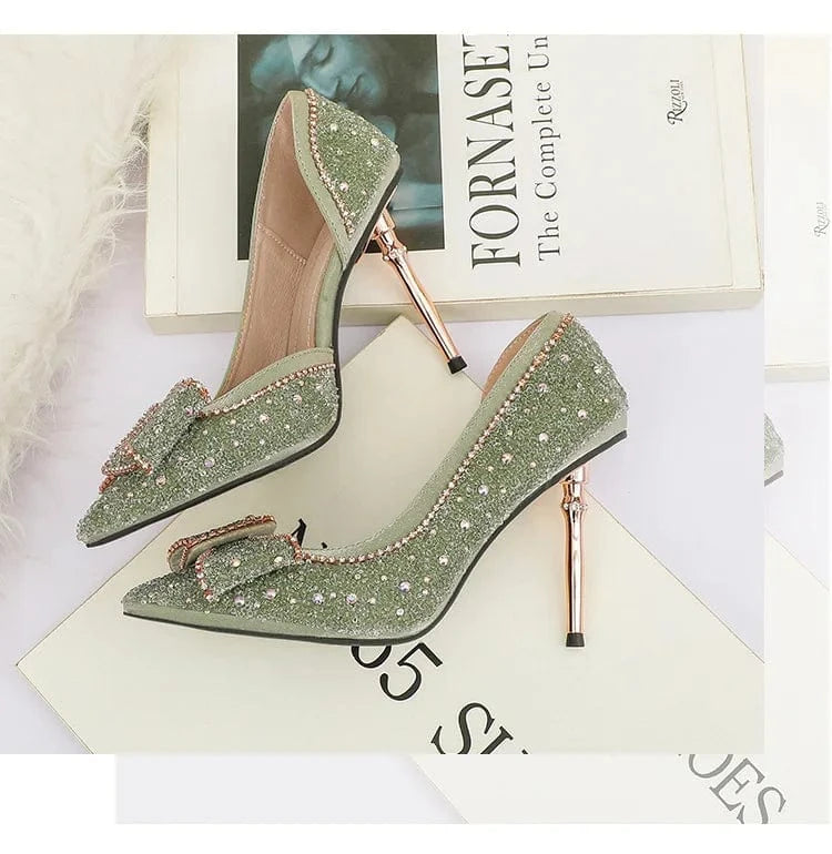 Shoes Diamond Edge High-heeled Shoes Ladies Silver Thin Heels 9.5cm Fashion Women Shoe Pointed Toe Luxury Pumps Women