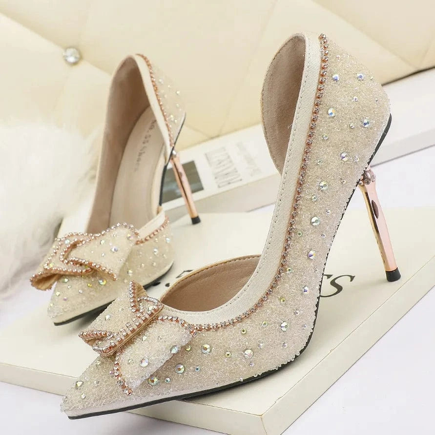 Shoes Diamond Edge High-heeled Shoes Ladies Silver Thin Heels 9.5cm Fashion Women Shoe Pointed Toe Luxury Pumps Women