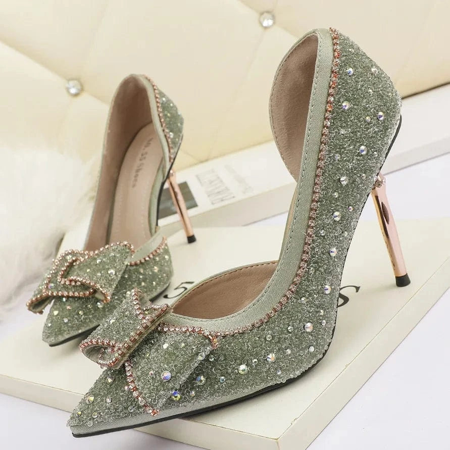 Shoes Diamond Edge High-heeled Shoes Ladies Silver Thin Heels 9.5cm Fashion Women Shoe Pointed Toe Luxury Pumps Women