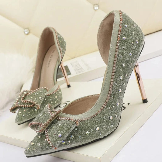 Shoes Diamond Edge High-heeled Shoes Ladies Silver Thin Heels 9.5cm Fashion Women Shoe Pointed Toe Luxury Pumps Women